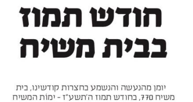  חודש תמוז בבית משיח 